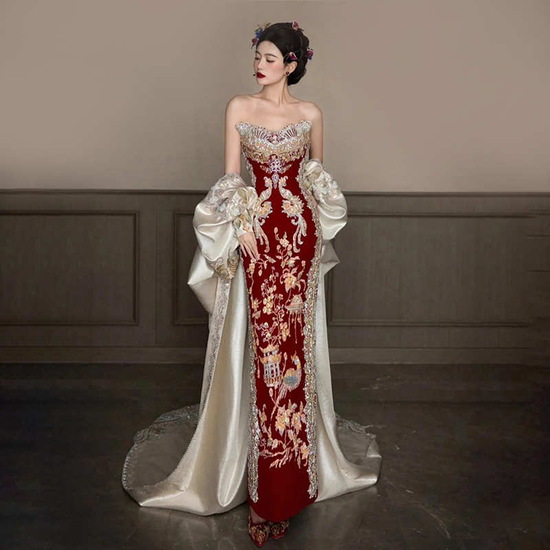 Embroidery In Indonesia - ชุดแต่งงานจีนแบบอินโดนีเซีย คอลเลคชั่น Xiuhe Clothing 2026 รุ่นใหม่