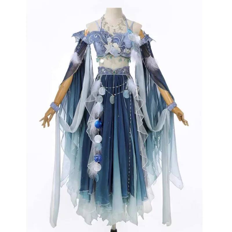 Embroidery Dress - ชุดเดรสสีน้ำเงินแปลกตา ปักลายหนักแน่น สไตล์ฮั่น นางฟ้า ฤดูใบไม้ผลิ ฤดูร้อน
