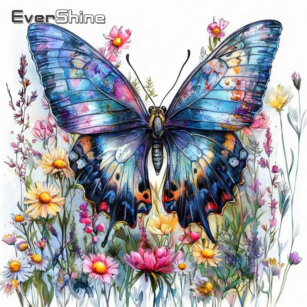 Embroidery Design Patterns Flowers - อุปกรณ์งานปัก Evershine ชุดงานปักครอสติชลายผีเสื้อและสัตว์ งานศิลปะงานปักลายดอกไม้บนผ้าแคนวาสพิมพ์ลาย ของตกแต่งบ้าน DIY