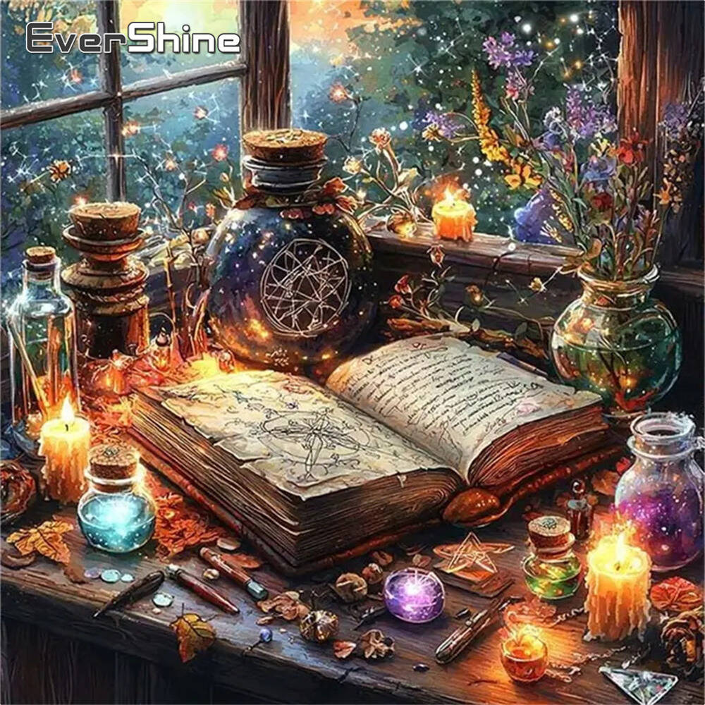 Embroidery Guide Book - Evershine เพชรภาพวาดสุนัขสัตว์การ์ตูนเต็มรูปแบบรอบเพชรโมเสคห้องน้ํา DIY หัตถกรรมชุดตกแต่งบ้าน