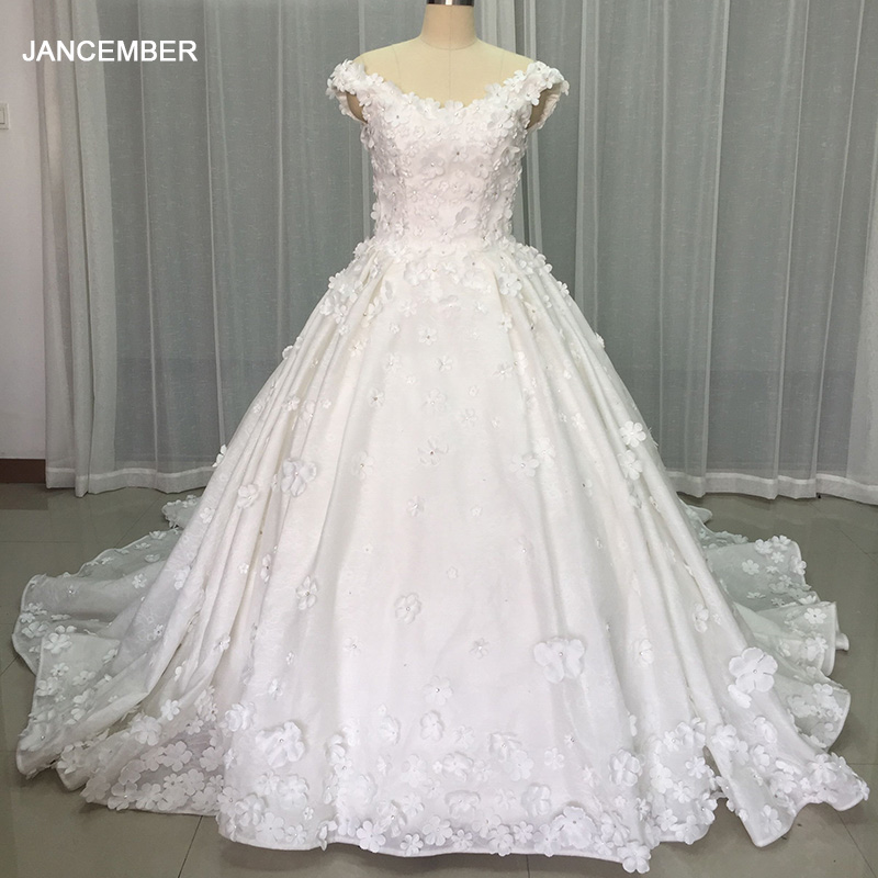 Embroidery Organza - Elegant Superfine ชุดแต่งงานสําหรับเจ้าสาวชุดบอลแขนกุด Appliques ชุดแต่งงานซิป Backless