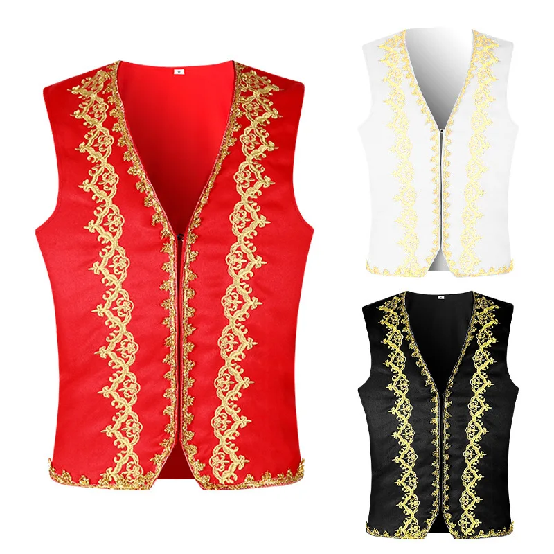 Embroidery Vest - ยุคกลางเย็บปักถักร้อย Baroque เสื้อกั๊กผู้ชาย SLIM FIT Palace