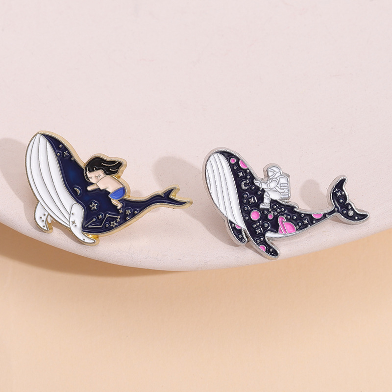 Embroidery Whale - เข็มกลัดเคลือบรูปปลาวาฬทะเลเข็มกลัดลายการ์ตูนมีฮู้ดสำหรับกระเป๋ากางเกงยีนส์มีฮู้ดตัวหนีบผ้าเดนิมของขวัญที่ดีที่สุดสำหรับเด็ก