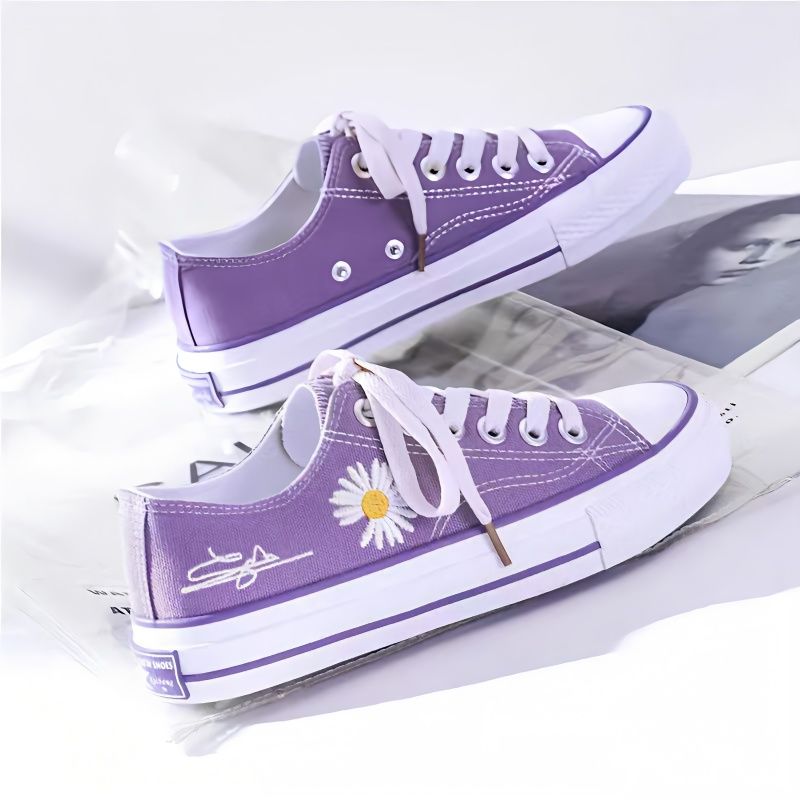 รองเท้าผ้าใบปักลายดอกเบญจมาศสำ - Embroidery Shoes บทวิจารณ์และราคา