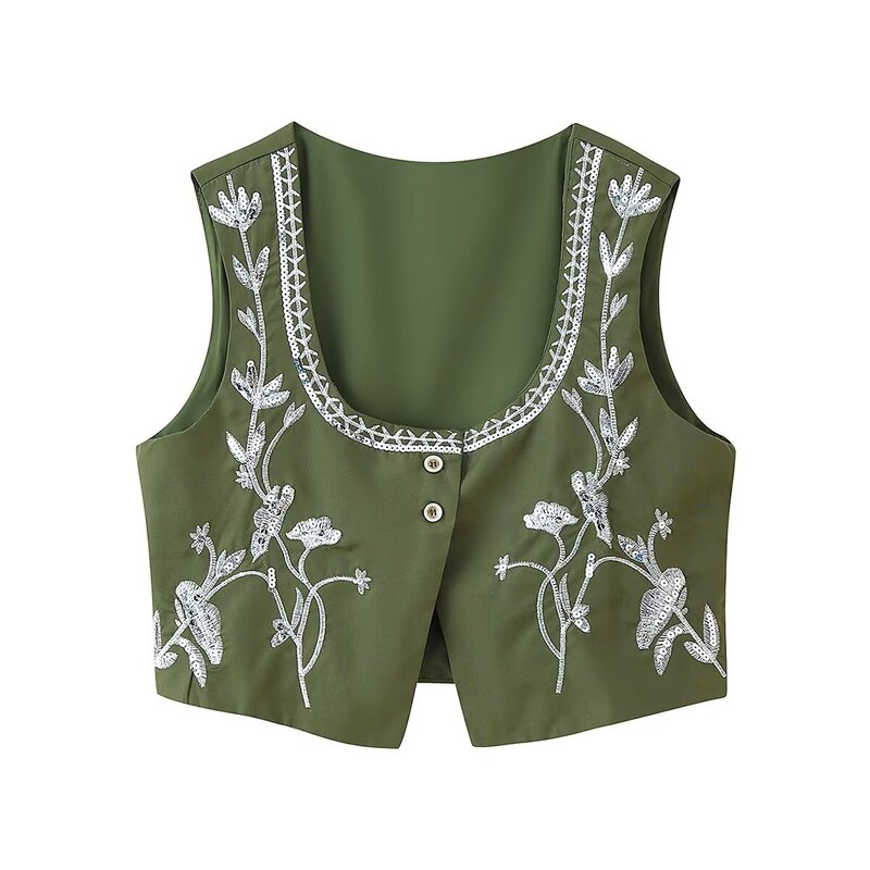 ชุดเซ็ตสองชิ้นสำหรับผู้หญิง แฟ - Embroidery Vest บทวิจารณ์และราคา