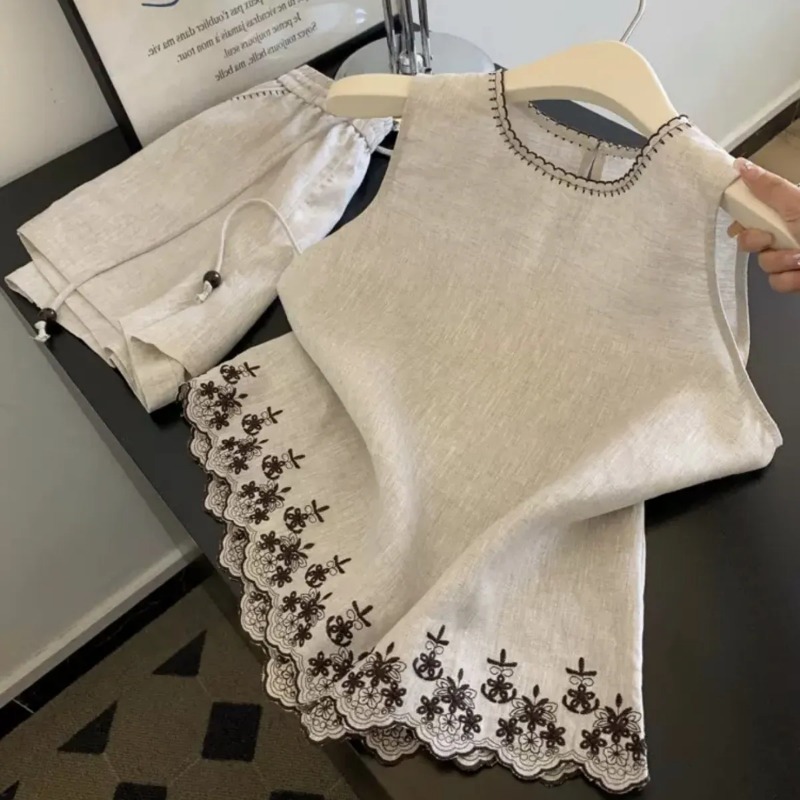 ชุดเซ็ตสองชิ้นสำหรับผู้หญิง เส - Embroidery Vest บทวิจารณ์และราคา