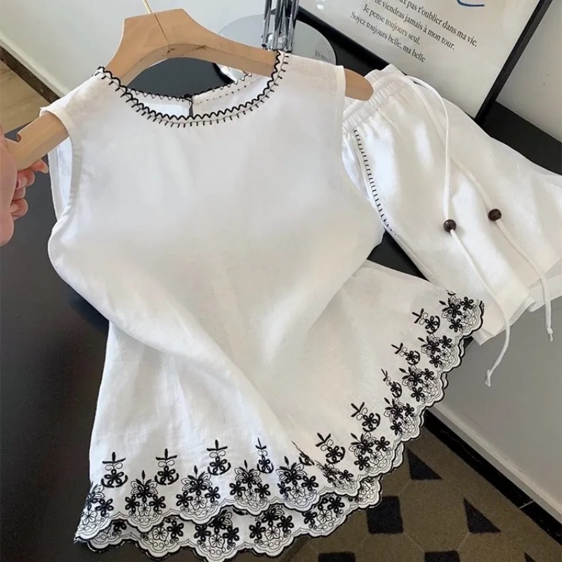 ชุดเซ็ตสองชิ้นสำหรับผู้หญิง เส - Embroidery Vest บทวิจารณ์และราคา