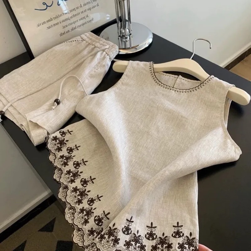 ชุดเซ็ตสองชิ้นสำหรับผู้หญิง เส - Embroidery Vest บทวิจารณ์และราคา