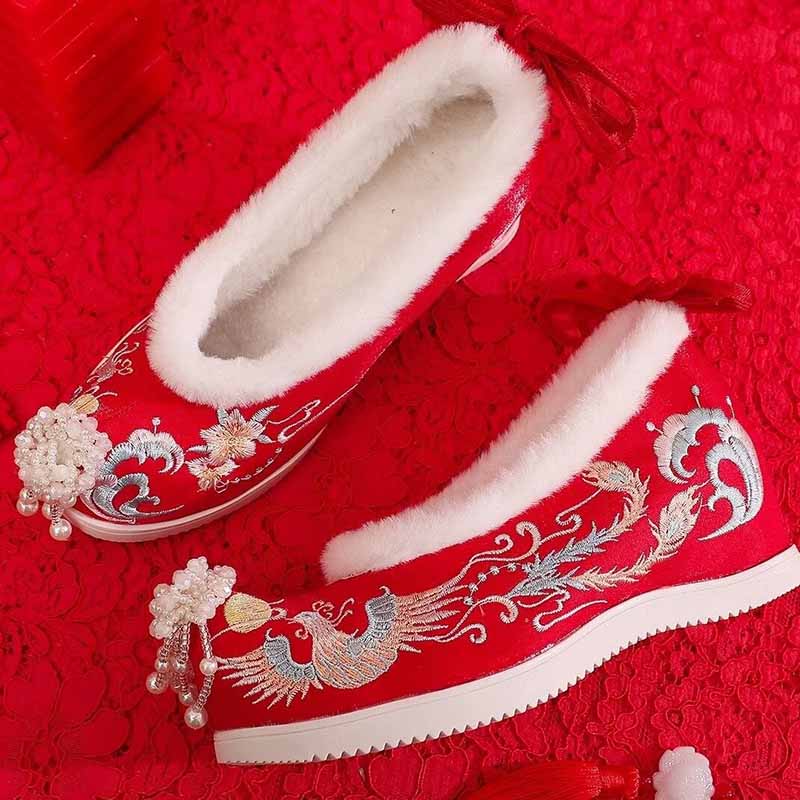 รองเท้าฮันฟูฤดูหนาวสำหรับผู้หญ - Embroidery Shoes บทวิจารณ์และราคา