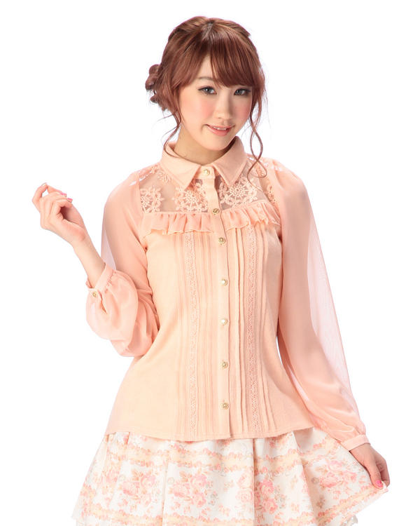 ขายญี่ปุ่น Liz Lisa แขนชีฟองเส - Embroidery Organza บทวิจารณ์และราคา