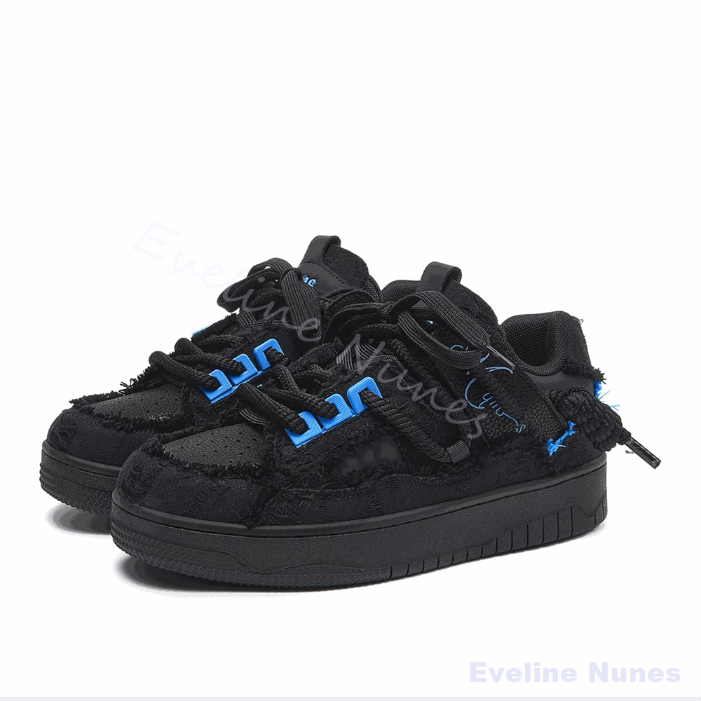 รองเท้าสเก็ตพื้นหนาสีดำขอบรุ่ย - Embroidery Shoes บทวิจารณ์และราคา