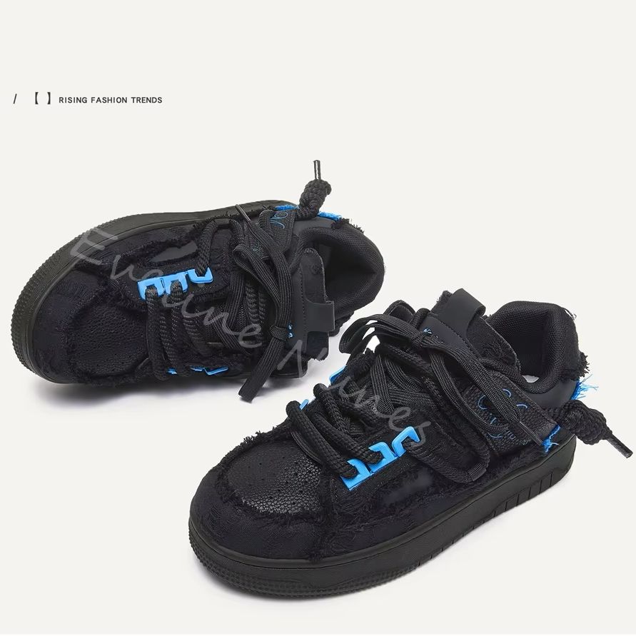 รองเท้าสเก็ตพื้นหนาสีดำขอบรุ่ย - Embroidery Shoes บทวิจารณ์และราคา