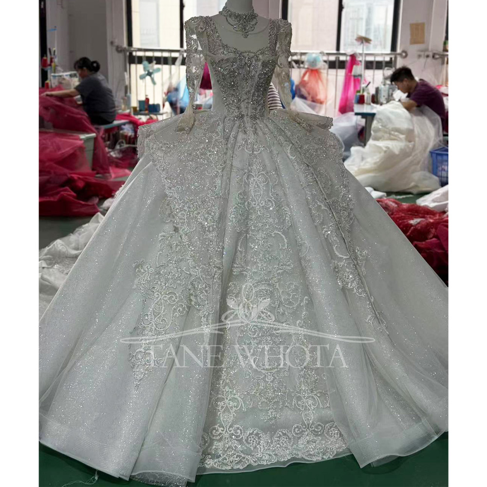 ชุดแต่งงานประดับคริสตัลเลื่อม  - Embroidery Organza บทวิจารณ์และราคา