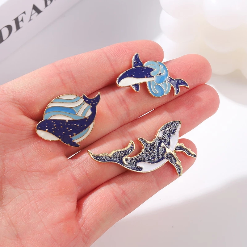 Sea Whale Series เคลือบ Pin กา - Embroidery Whale บทวิจารณ์และราคา