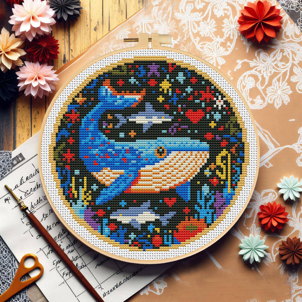 DIY ปักครอสติปลาวาฬเย็บปักถักร - Embroidery Whale บทวิจารณ์และราคา