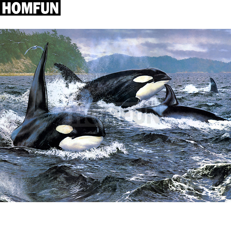 HOMFUN เต็มรูปแบบสแควร์/รอบเจา - Embroidery Whale บทวิจารณ์และราคา