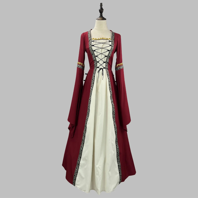 ชุดเดรสยาวสไตล์ยุโรปวินเทจพร้อ - Embroidery Dress บทวิจารณ์และราคา