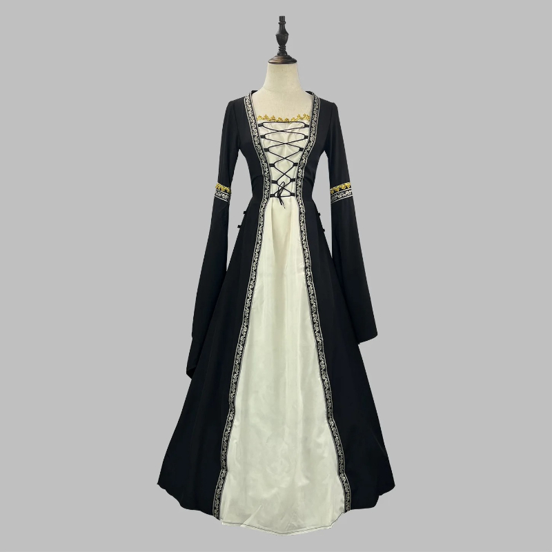 ชุดเดรสยาวสไตล์ยุโรปวินเทจพร้อ - Embroidery Dress บทวิจารณ์และราคา
