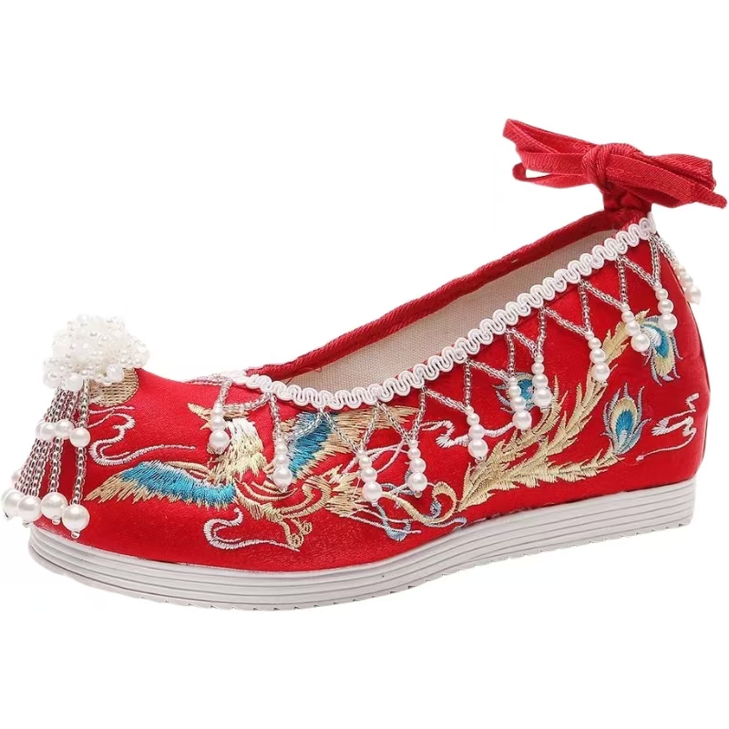 รองเท้าแต่งงานผู้หญิงสีแดงปักล - Embroidery Shoes บทวิจารณ์และราคา