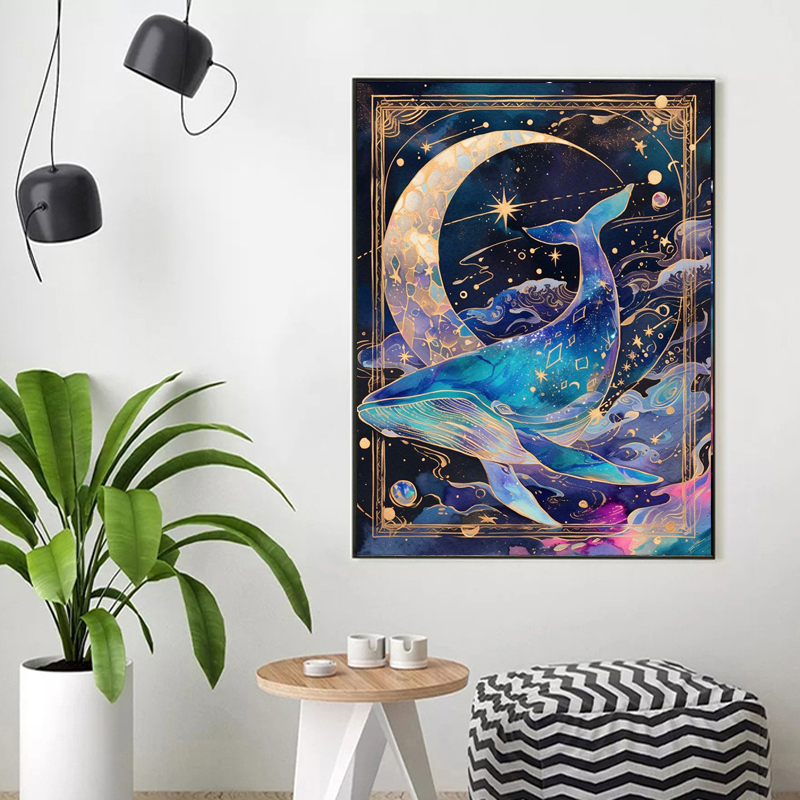ปลาวาฬ Fairy เจาะฝุ่นเพชรภาพวา - Embroidery Whale บทวิจารณ์และราคา