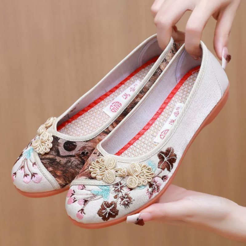 รองเท้าผ้าใบผู้หญิงสไตล์จีนย้อ - Embroidery Shoes บทวิจารณ์และราคา